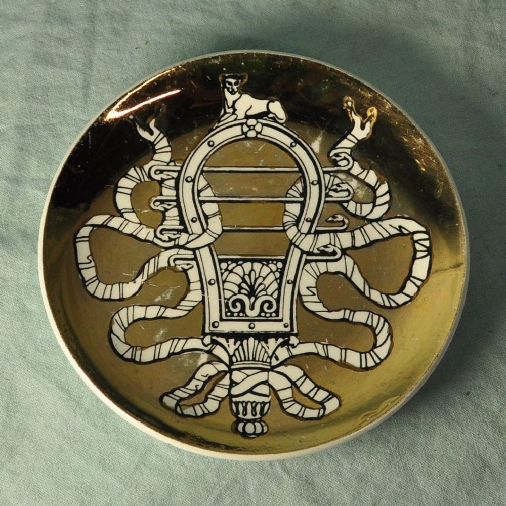 harp? vintage Musicalia formasetti-milano plates gold coaster (w1175)